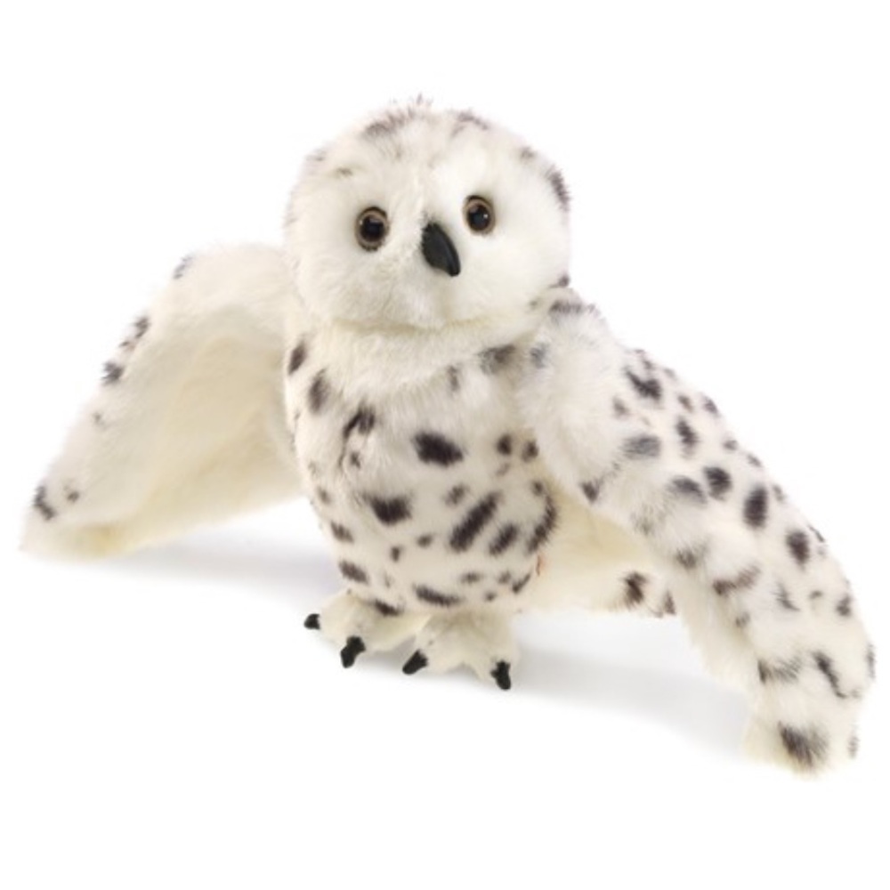 Folkmanis Puppet Plush Snowy‎ Owl Toy - White and Black